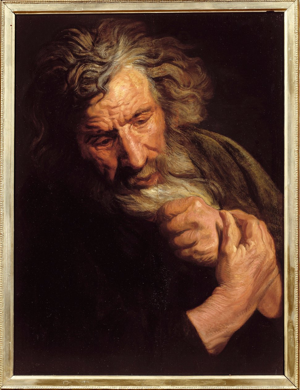 Leder for Old Man Painting av Jacob Jordaens (1593-1678), rundt 1640 Amiens, Museum of Picardie av Jacob Jordaens