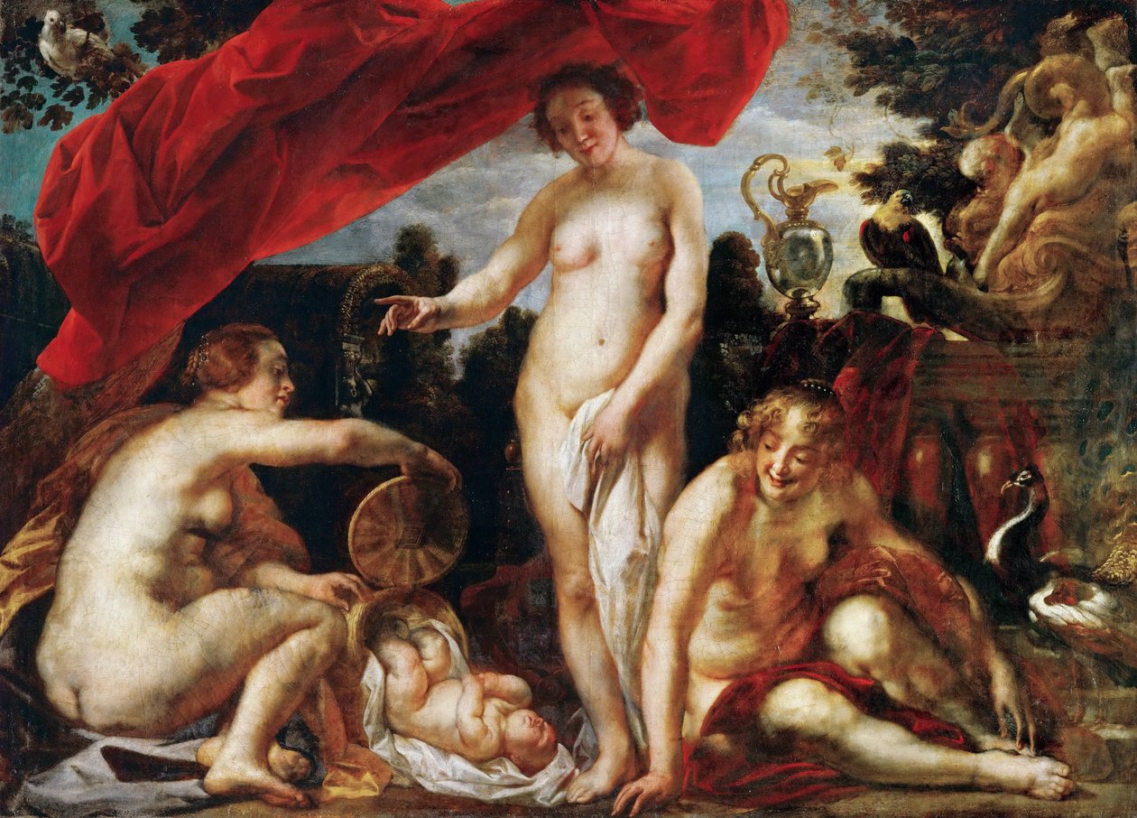 Les filles de Cecrops trouvent l'enfant Erichthonios - The Daughters of Cecrops Finding the Child Erichthonius - Jacob Jordaens (1593-1678). Olje på lerret, ca. 1640. Mål: 150x208 cm. Kunsthistorisk museum, Vienne av Jacob Jordaens