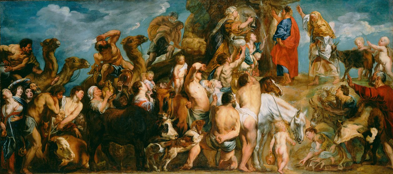 Moses slår vann ut av klippen av Jacob Jordaens