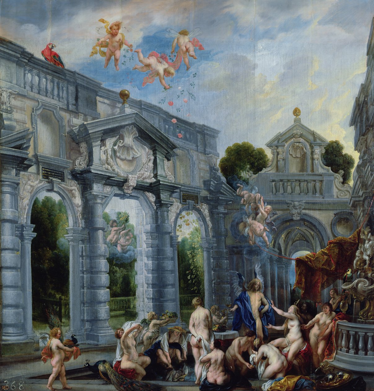 Nymphs at the Fountain of Love, ca. 1630 (olje på lerret støttet av panel) av Jacob Jordaens