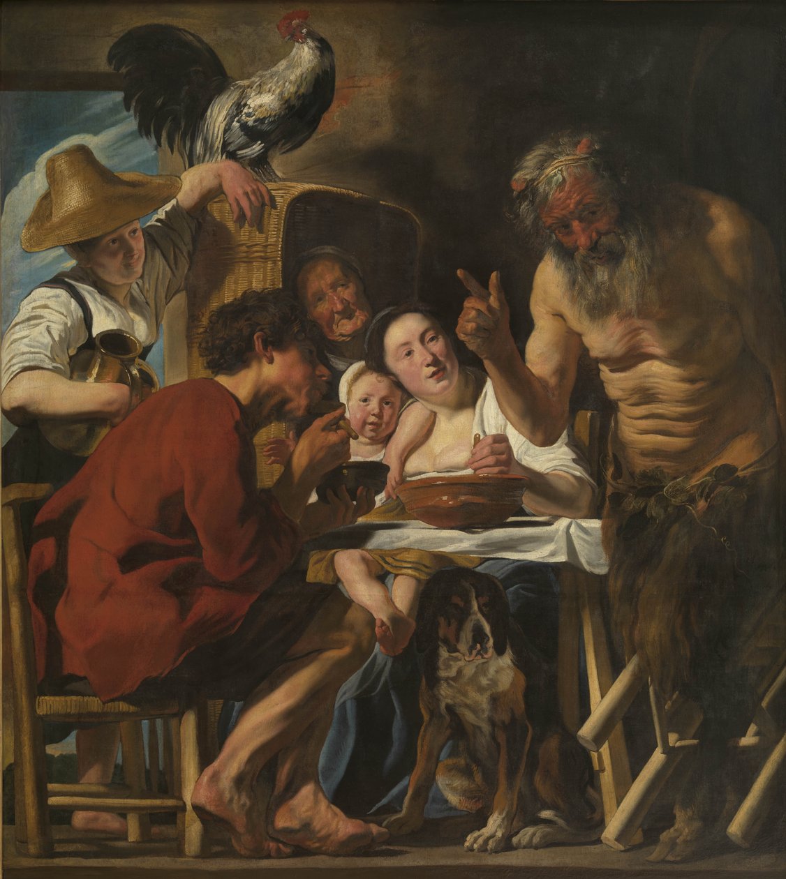 Satyr og bondefamilie av Jacob Jordaens