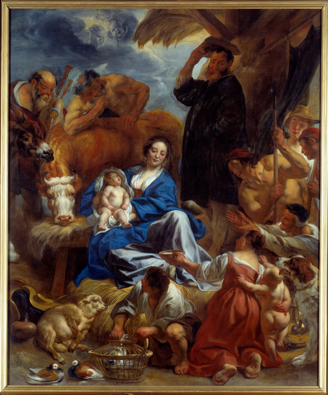 Hyrdenes tilbedelse Maleri av Jacob Jordaens (1593-1678) (ec.flam.) 1616-1620 Søn. 1,95x1,22 m Lyon, Musee des Beaux Arts av Jacob Jordaens
