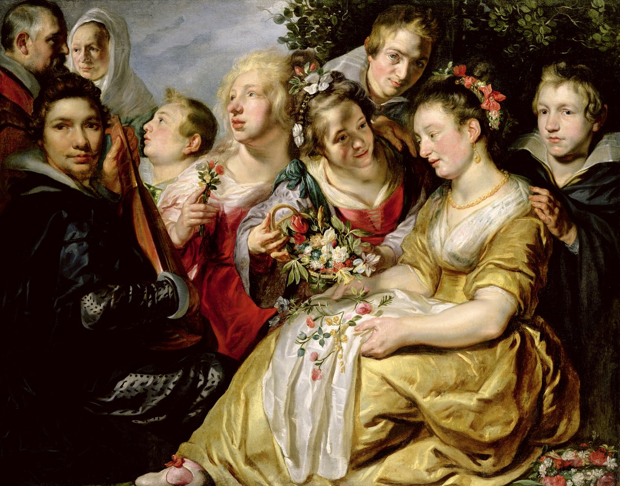 Kunstneren med familien til sin svigerfar Adam Van Noort, ca. 1616 av Jacob Jordaens