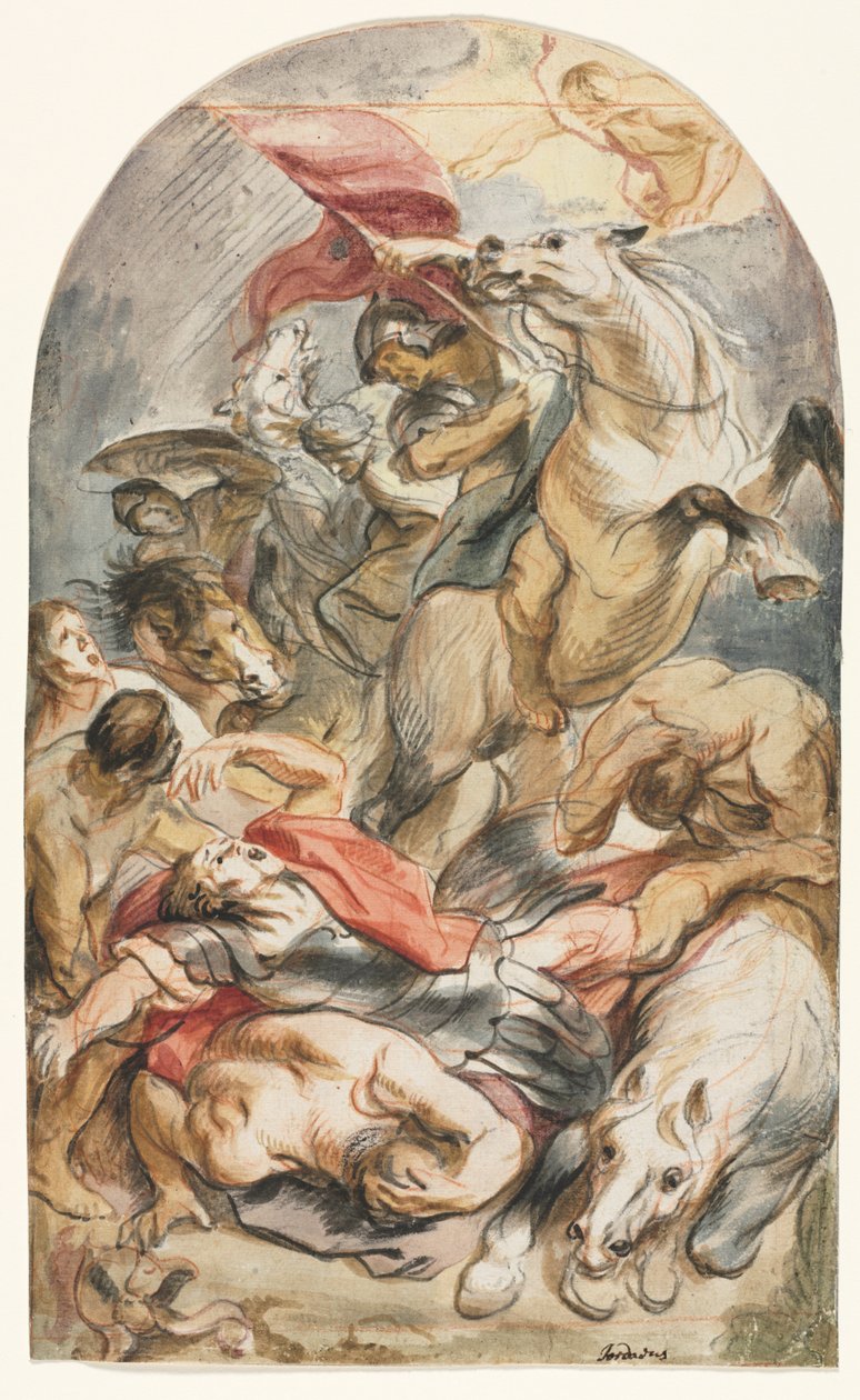 Sauls omvendelse med rytter og banner av Jacob Jordaens