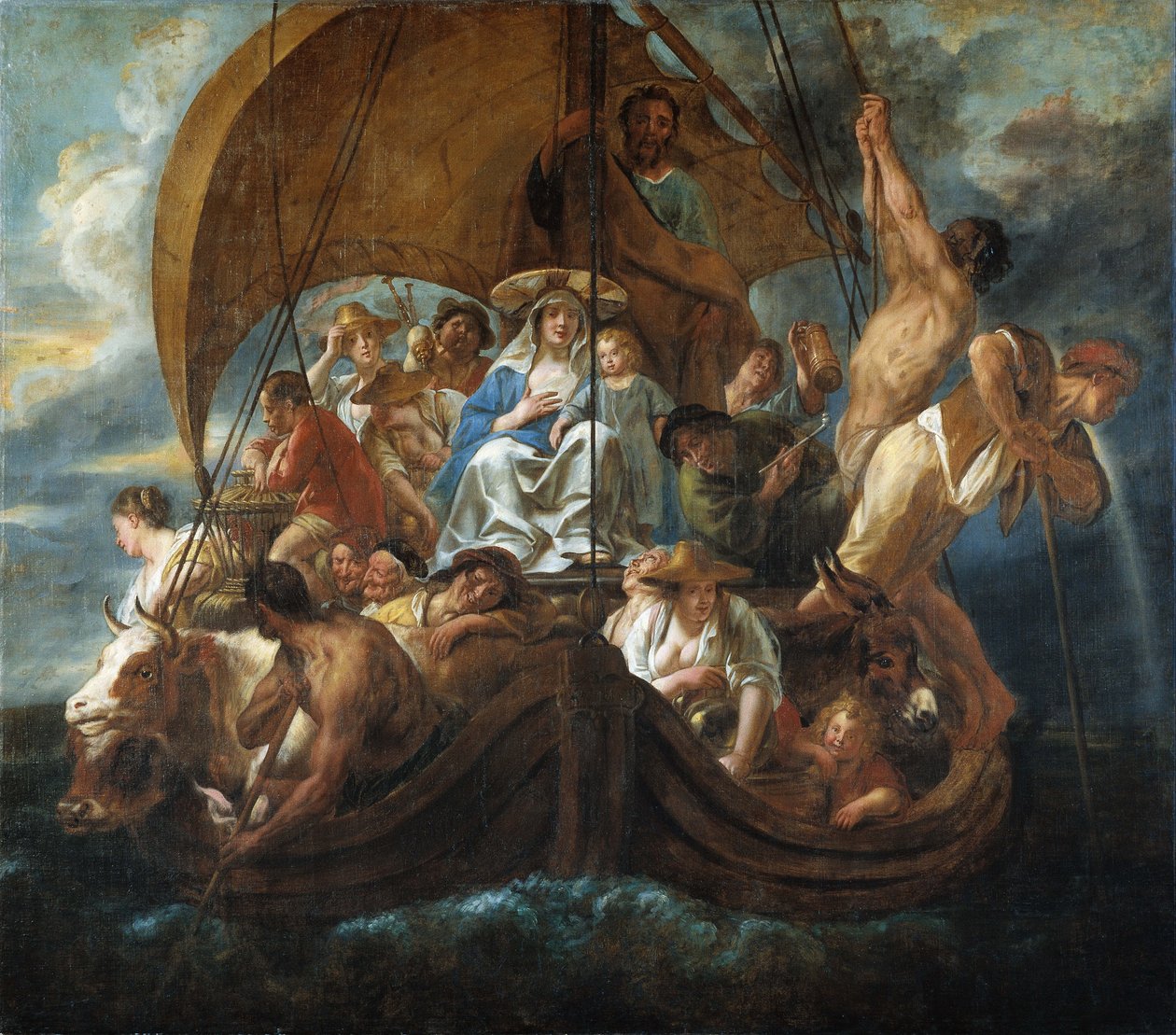 Den hellige familie i en båt, 1652. av Jacob Jordaens