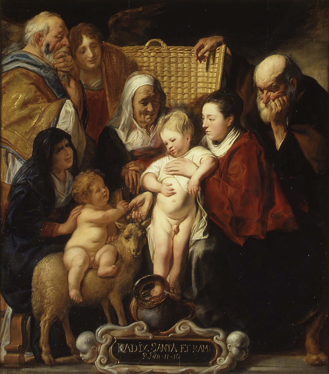 Den hellige familie med Saint Anne og den unge baptisten og hans foreldre, tidlig på 1620- og 1650-tallet. av Jacob Jordaens