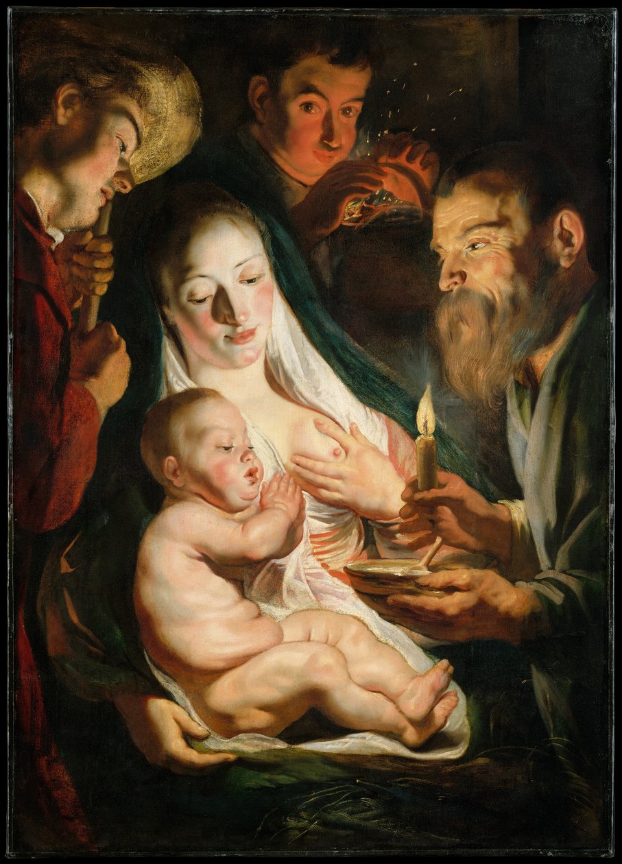 Den hellige familie med hyrder, 1616 av Jacob Jordaens