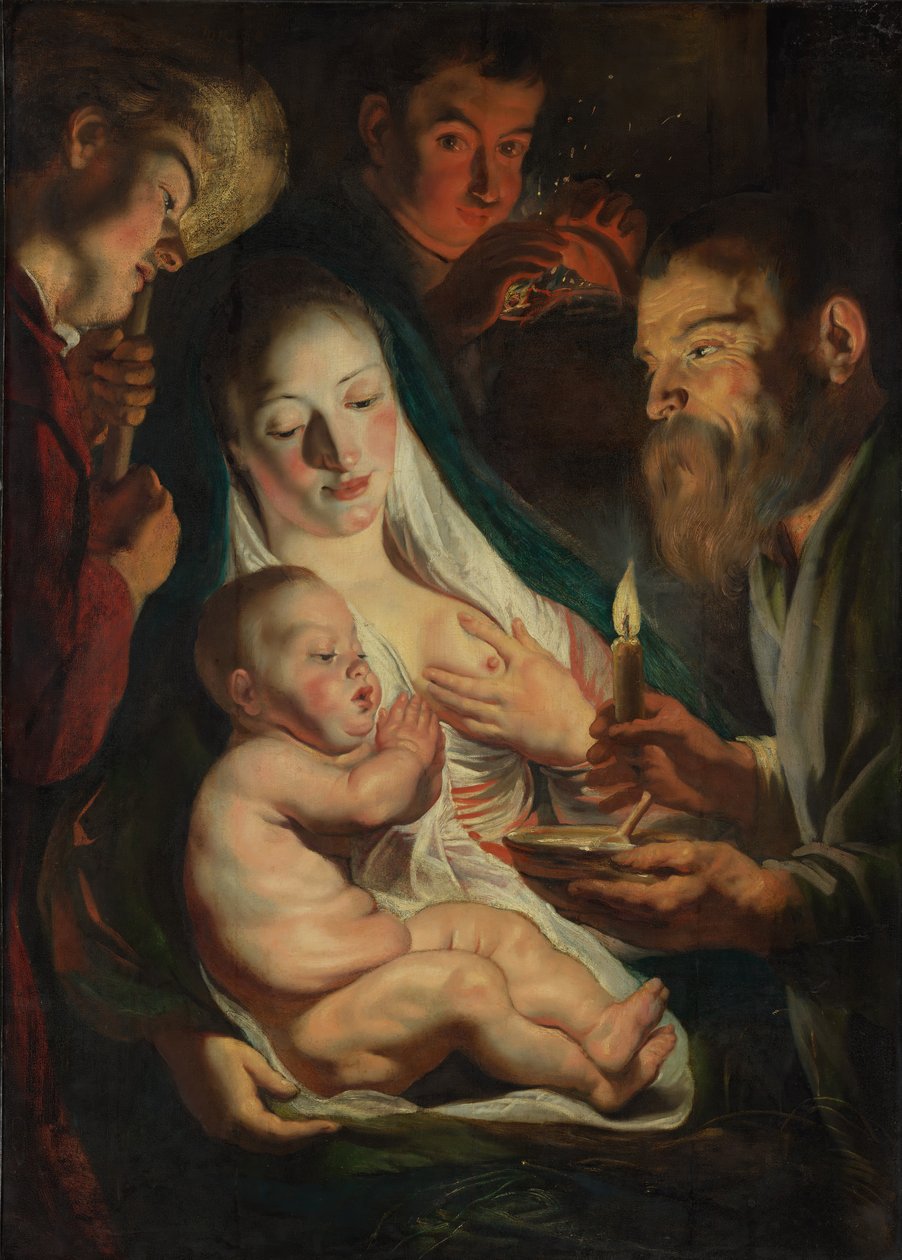 Den hellige familie med hyrder, 1616. av Jacob Jordaens