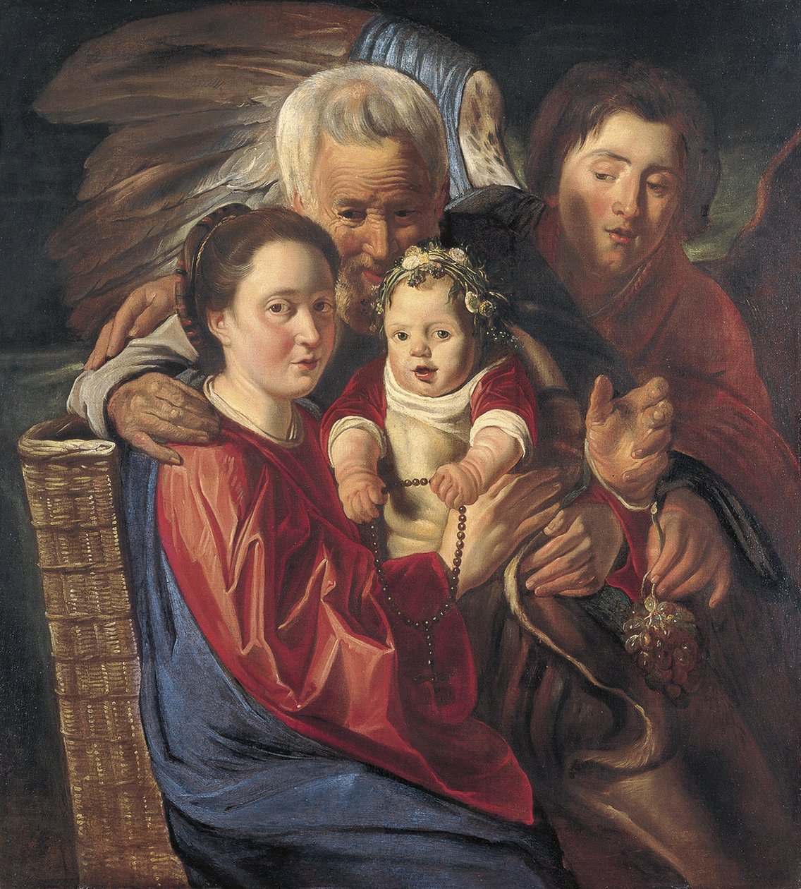 Den hellige familie med en engel av Jacob Jordaens