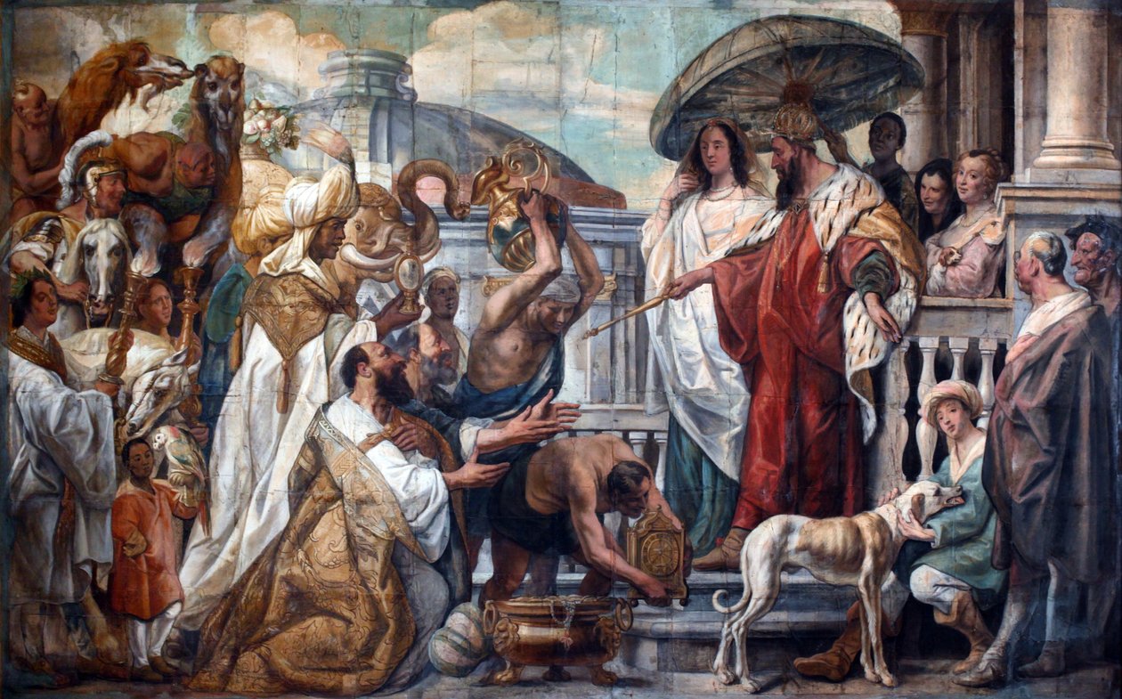Utsendingene til kalifen Harun al-Rashid tilbyr en klokke til Charlemagne, 1660 av Jacob Jordaens