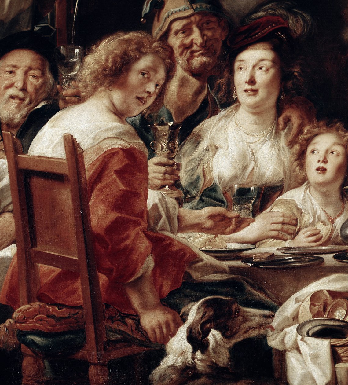 Kongen drikker, detalj (olje på lerret av Jacob Jordaens