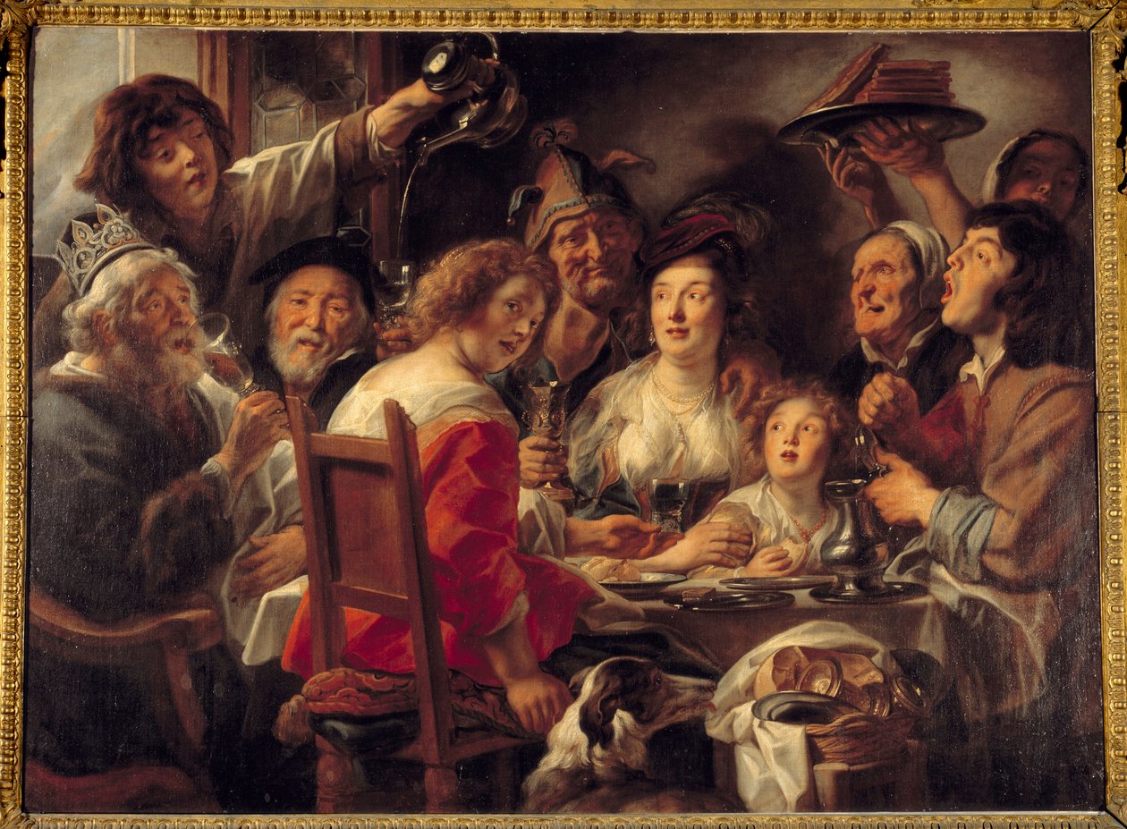 Kongen drikker eller trekningen av åpenbaringsfeven Maleri av Jacob Jordaens (1593-1678) (ec.flam.) 1600-tallet Søn. 1,52x2,04 m av Jacob Jordaens