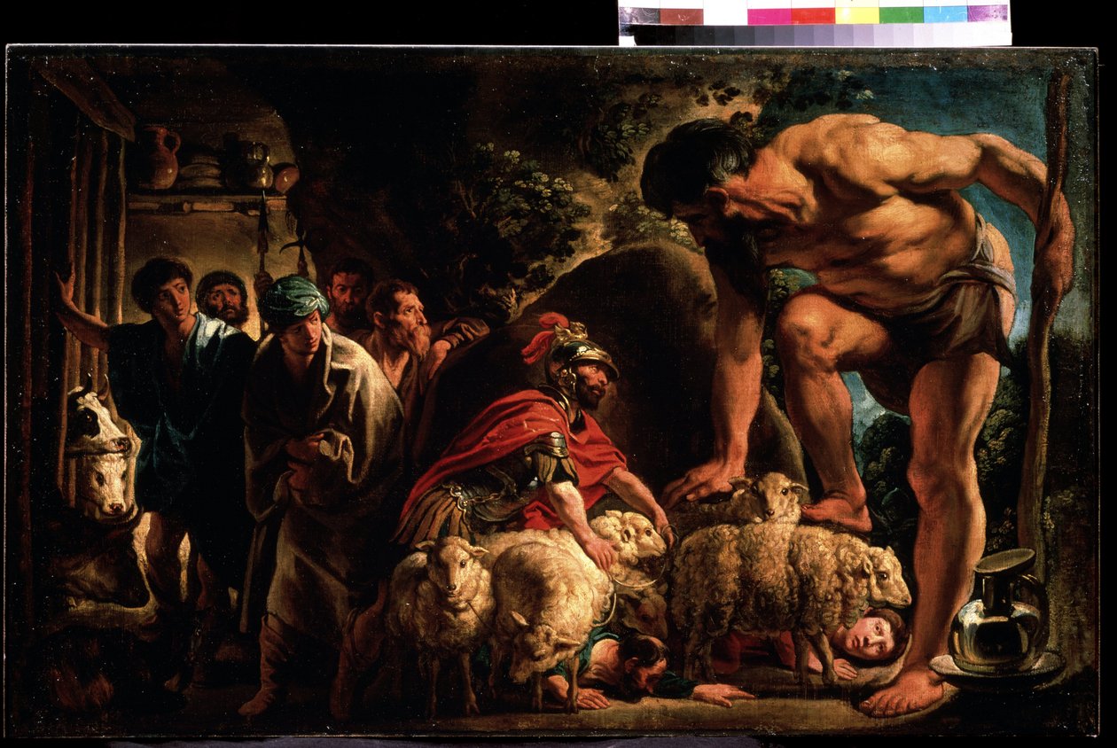 ""Ulysses i Polyfemos hule"" maleri av Jacob Jordaens (1593-1678) Pushkin-museet, Moskva. av Jacob Jordaens