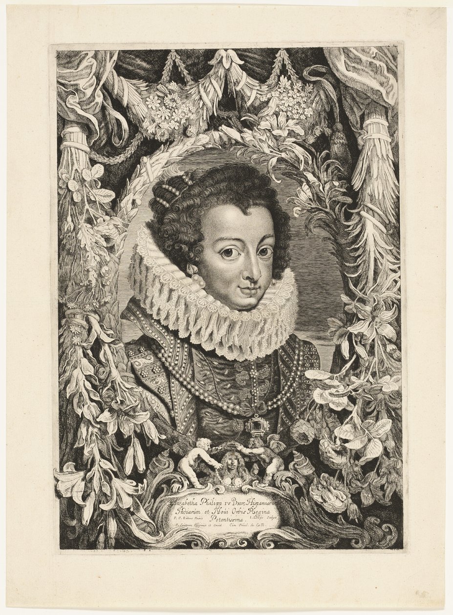 Elisabeth av Bourbon, dronning av Spania, plate 13 fra Duces Burgundiae (Dukes of Burgundy) av Jacob Louys