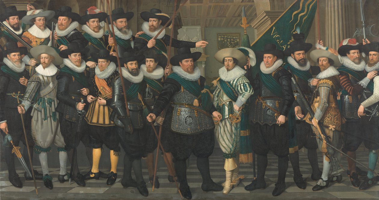 Borgergardister fra selskapet til kaptein Jacob Pieterszn Hooghkamer og løytnant Pieter Jacobszn van Rijn av Jacob Lyon