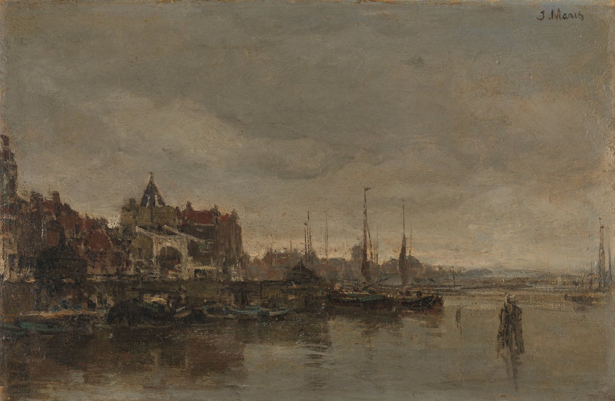 Schreierstoren med broen over Gelderse Kade i Amsterdam av Jacob Maris