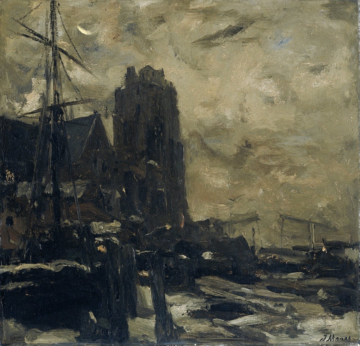 Dordrecht om natten av Jacob Maris