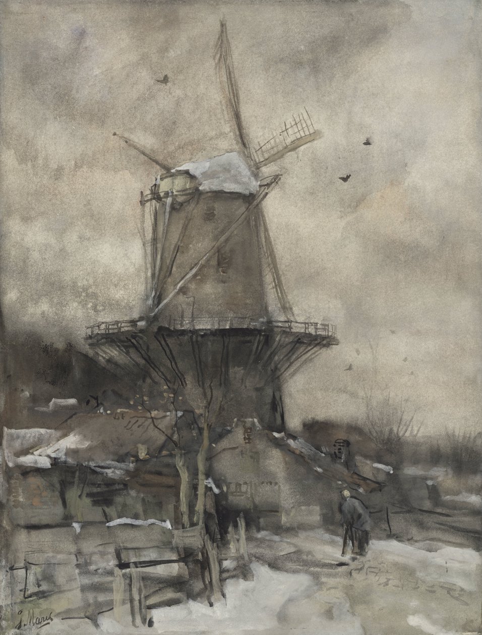 En vindmølle om vinteren av Jacob Maris