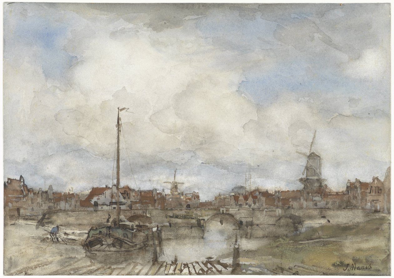 Utsikt over en by av Jacob Maris