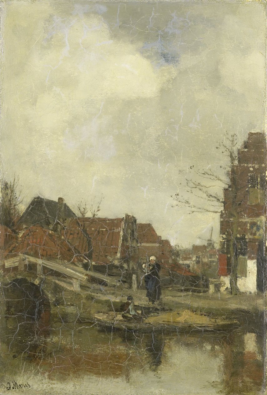 Gammelt nabolag ved vannet av Jacob Maris