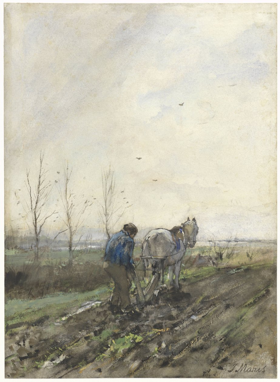 Pløyende bonde av Jacob Maris