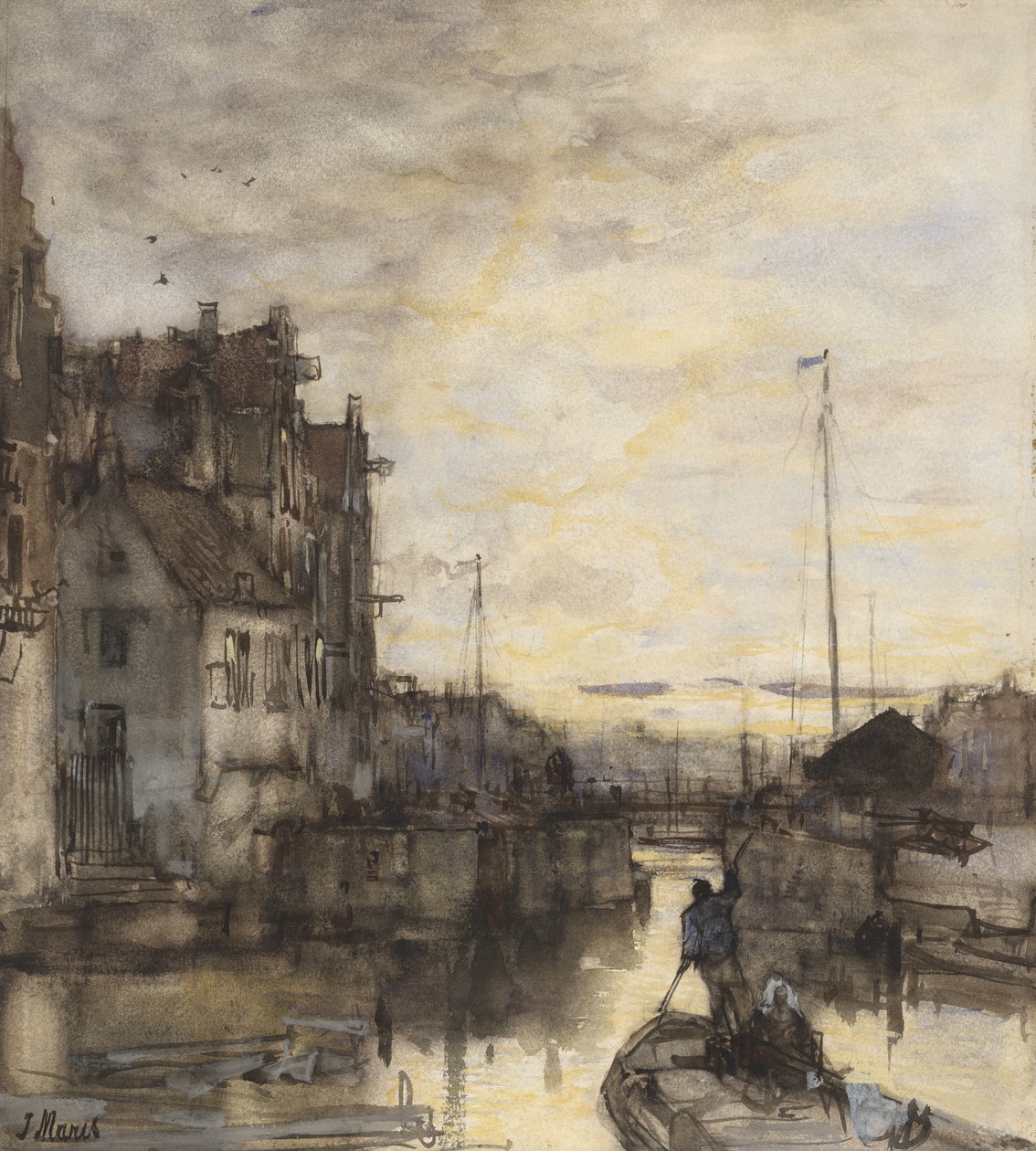 Bybilde om natten av Jacob Maris