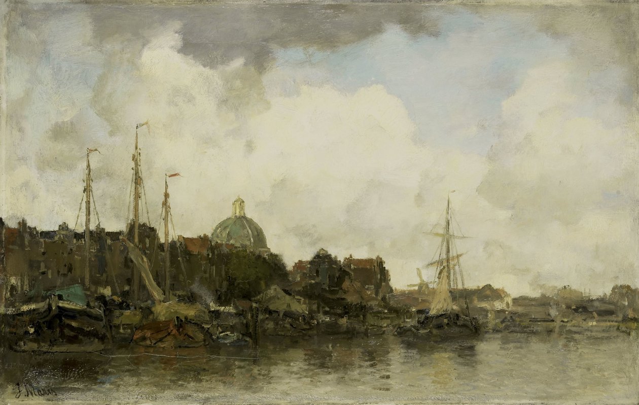 Bybilde med en kuppelkirke av Jacob Maris