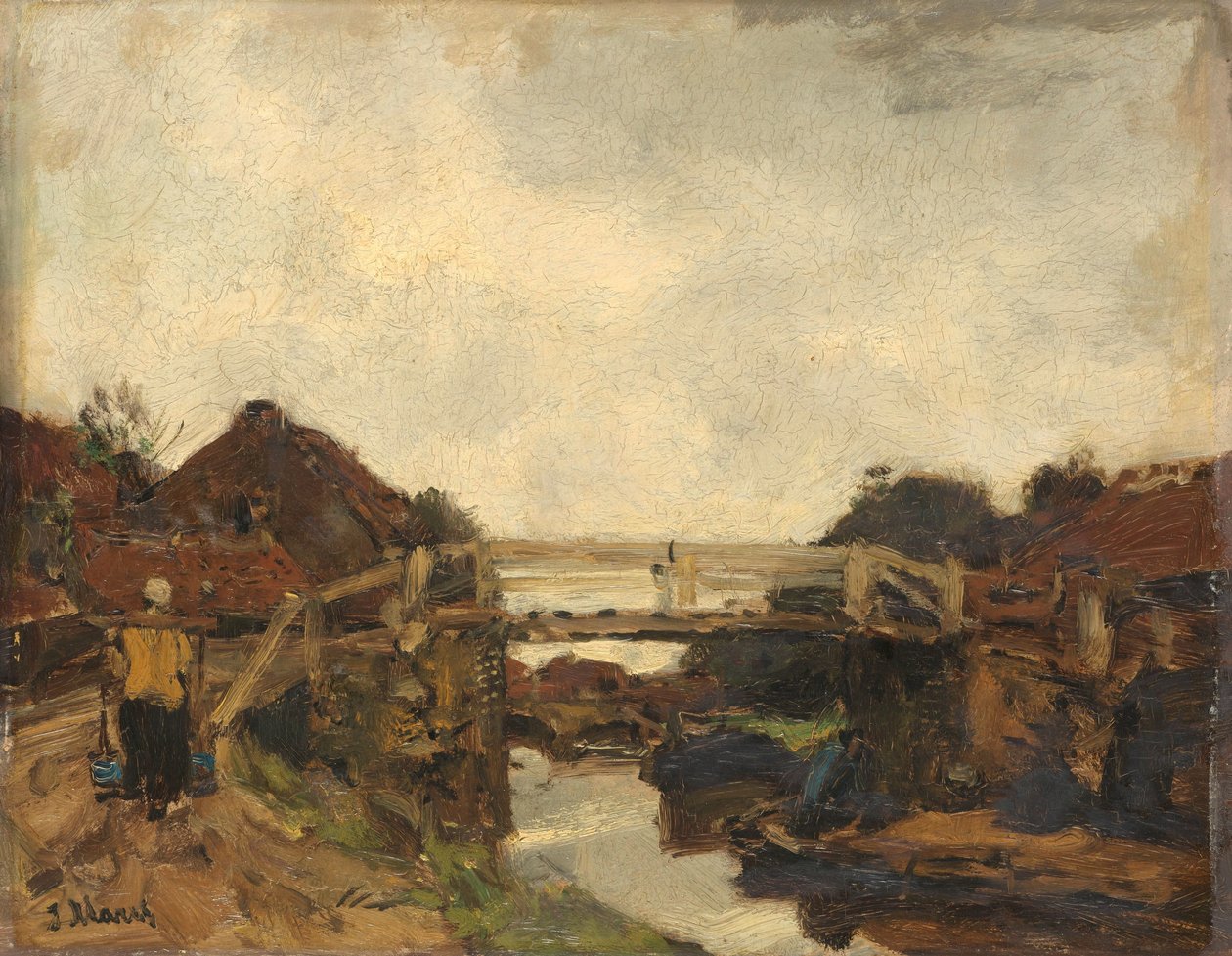 Trebro over en kanal ved Rijswijk Trebro over en kanal nær Rijswijk av Jacob Maris