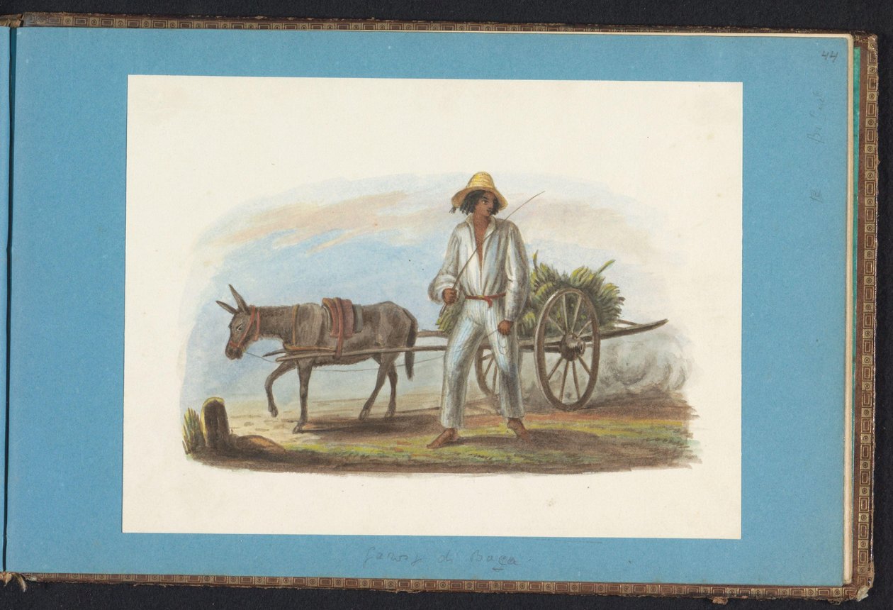 Mann med vogn med bananer Album med tegninger av Surinam, s.44 (50) (serietittel) av Jacob Marius Adriaan Martini van Geffen