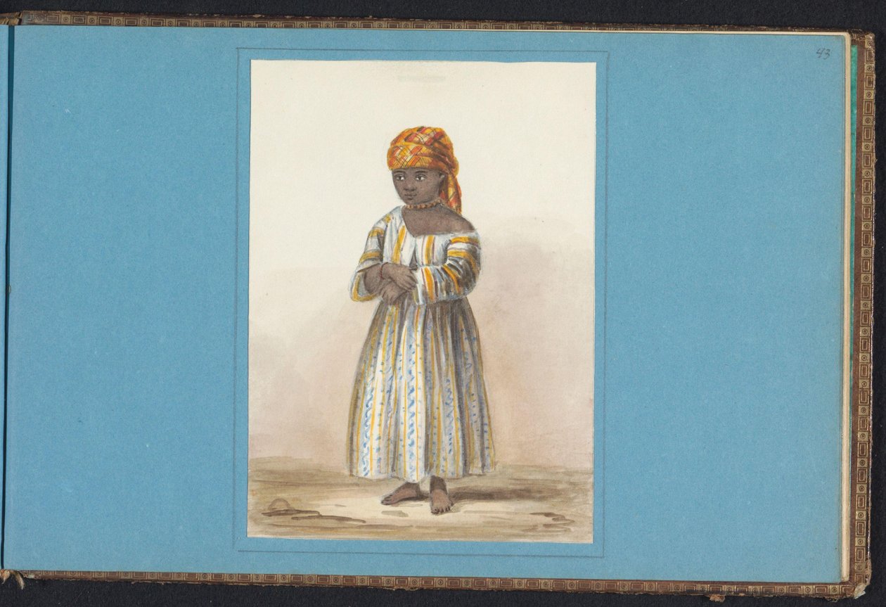 Portrett av Affie Affie 59. desember (tittel på objekt) Album med tegninger av Surinam, s.43 (50) (serietittel) av Jacob Marius Adriaan Martini van Geffen