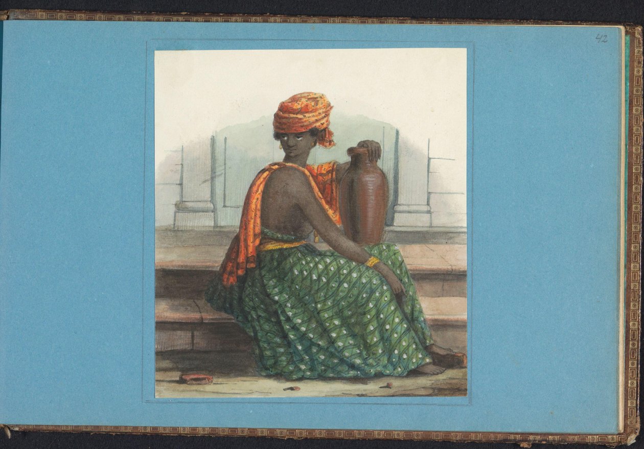 Kvinne i koto misi Album med tegninger av Surinam, s.42(r) (50) (serietittel) av Jacob Marius Adriaan Martini van Geffen