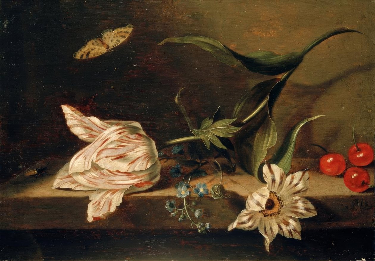Stilleben med blomster på en bordplate av Jacob Marrel