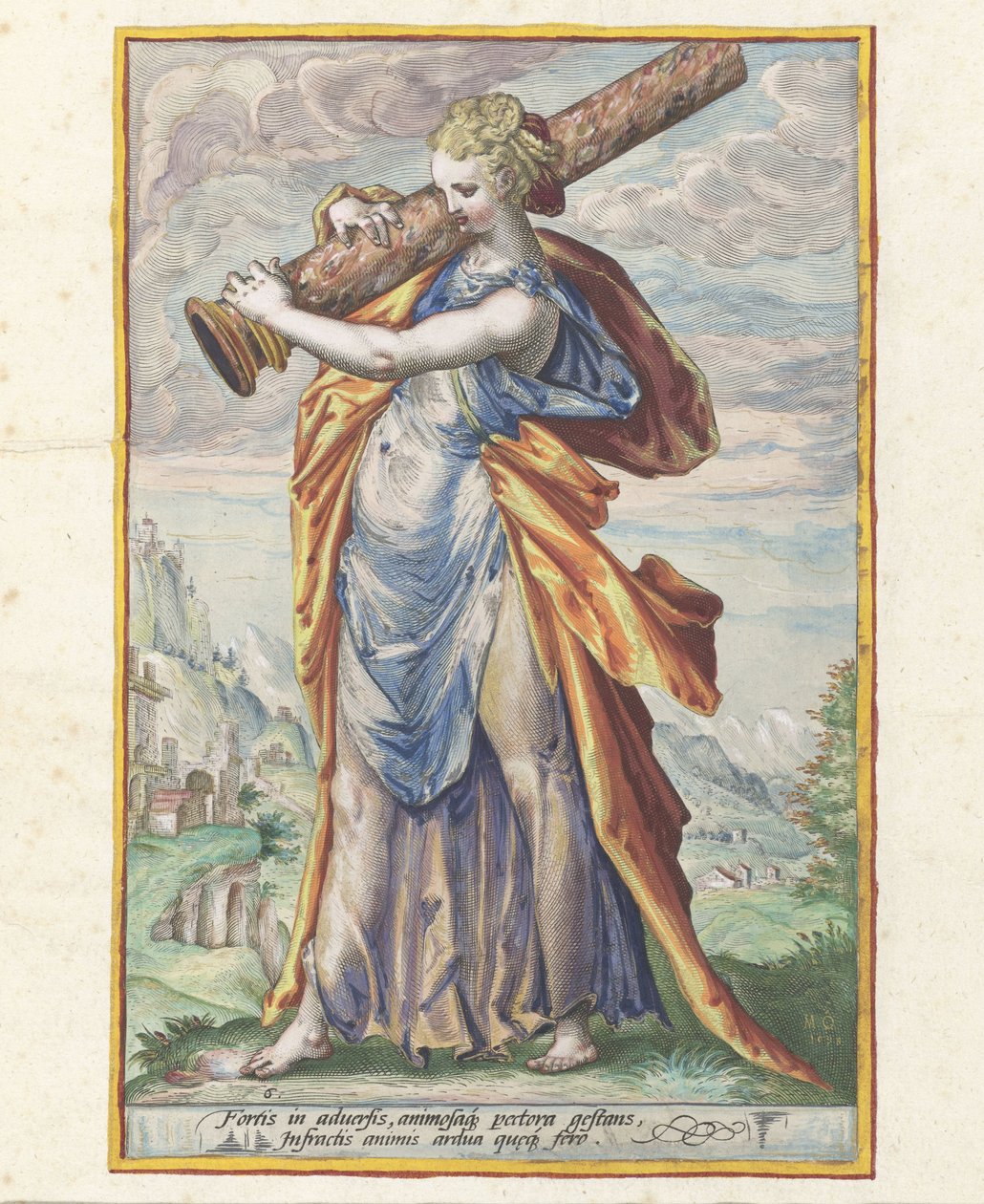 Styrke (Fortitudo) Dydene (serietittel) av Jacob Matham (attributed to)