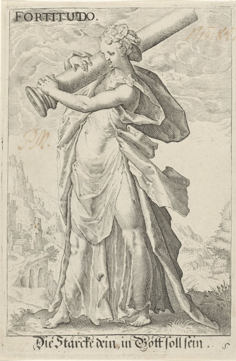 Kracht (styrke) Styrke (tittel på objekt) av Jacob Matham (attributed to)