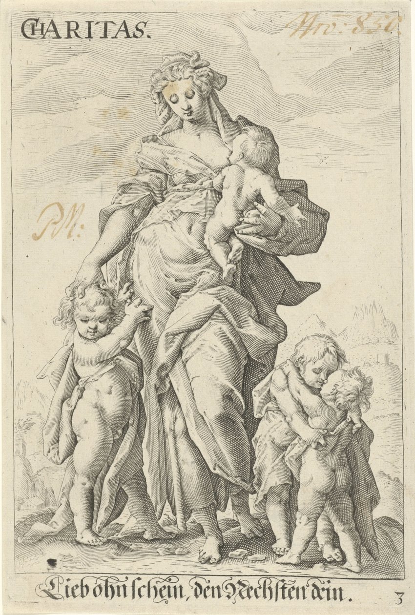 Kjærlighet (veldedighet) veldedighet (tittel på objekt) av Jacob Matham (attributed to)