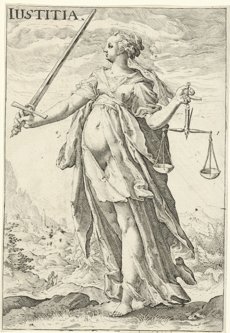 Rettferdighet (Justitia) Iustitia (tittel på objekt) av Jacob Matham (attributed to)
