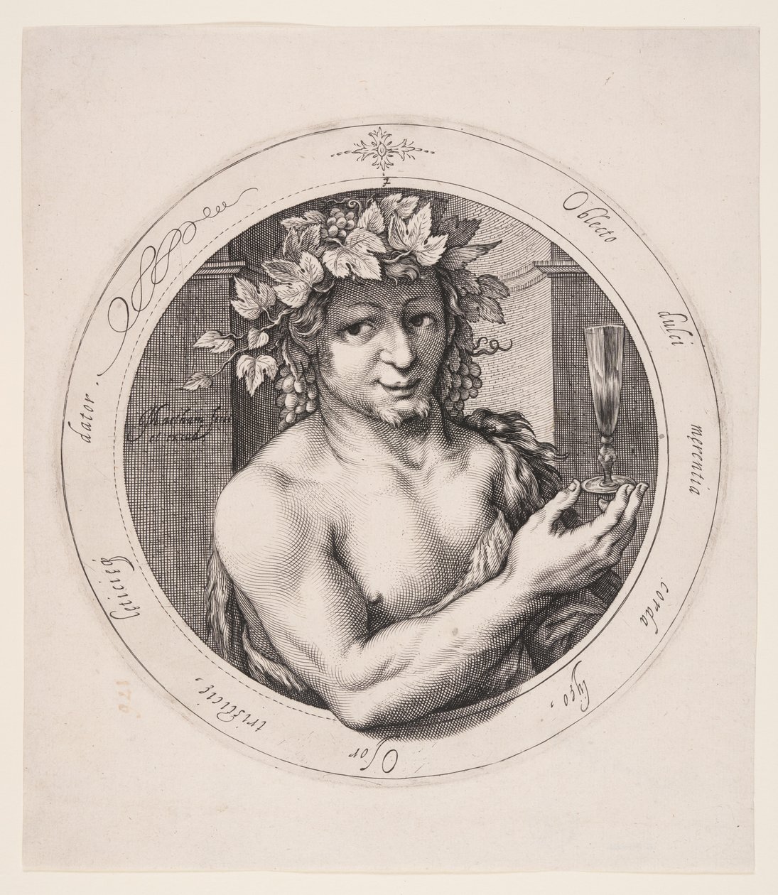 Bacchus, plate 2 fra serien med tre guder av Jacob Matham