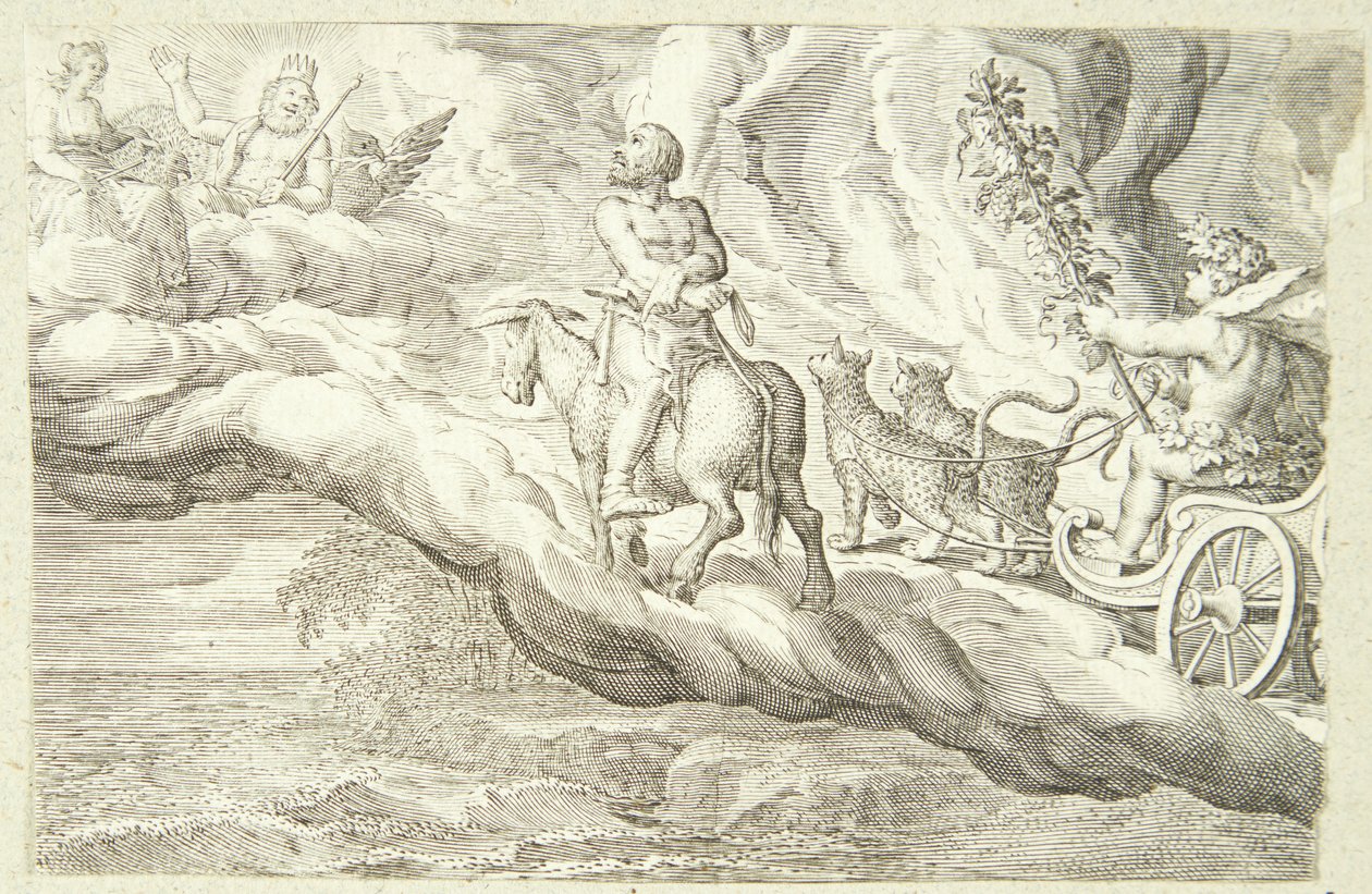 Bacchus og Vulcan vender tilbake til Olympus av Jacob Matham