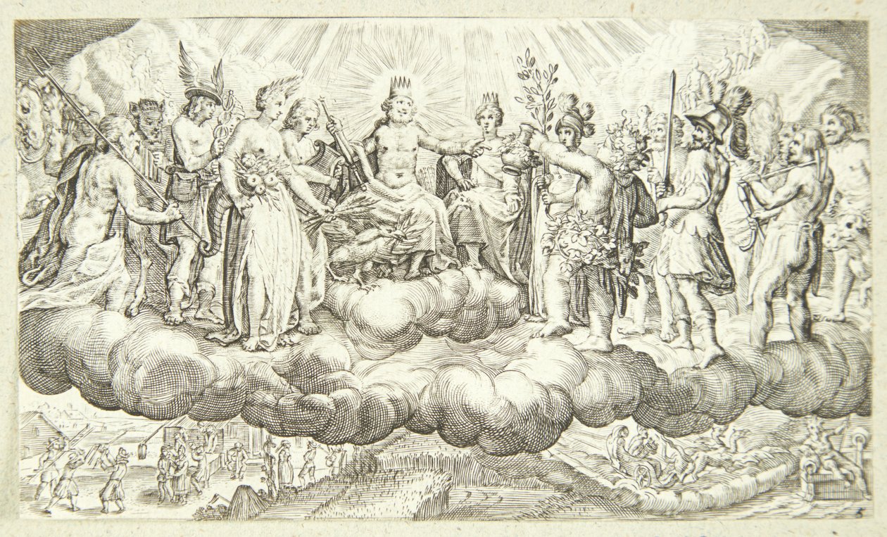 Bacchus gir Jupiter vin av Jacob Matham