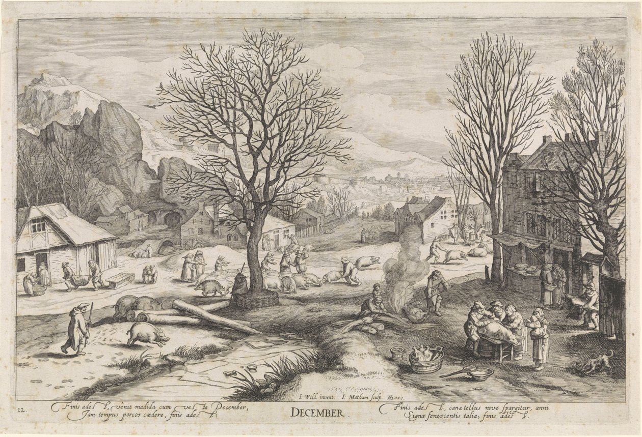 desember (tittel på objekt) De tolv månedene (serietittel) av Jacob Matham