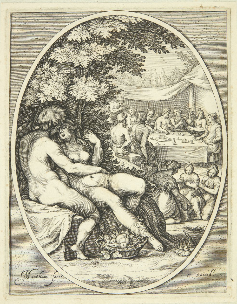 En gud og en gudinne i omfavnelse av Jacob Matham