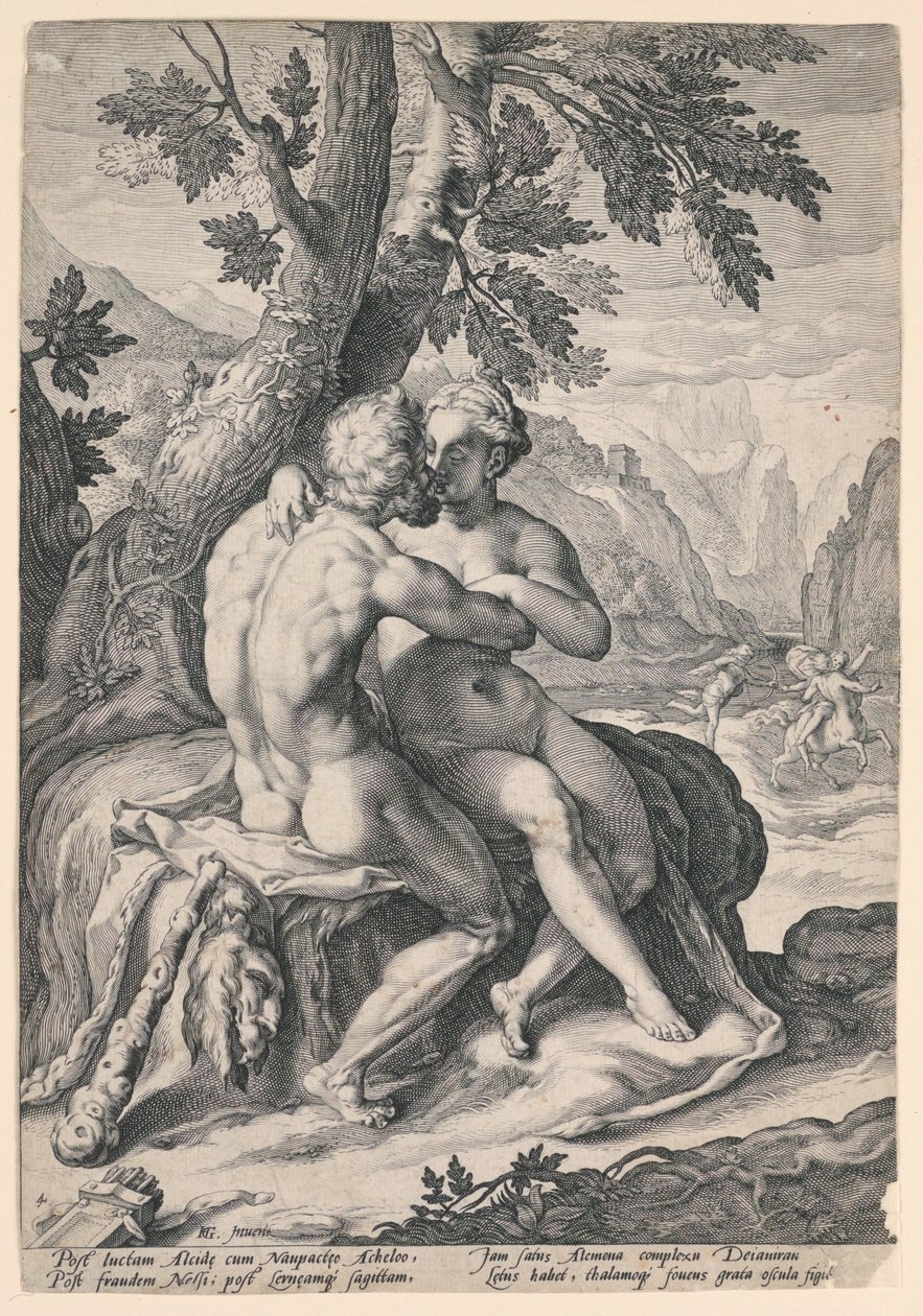 Hercules og Dejanira, fra en serie av gudenes kjærlighet av Jacob Matham
