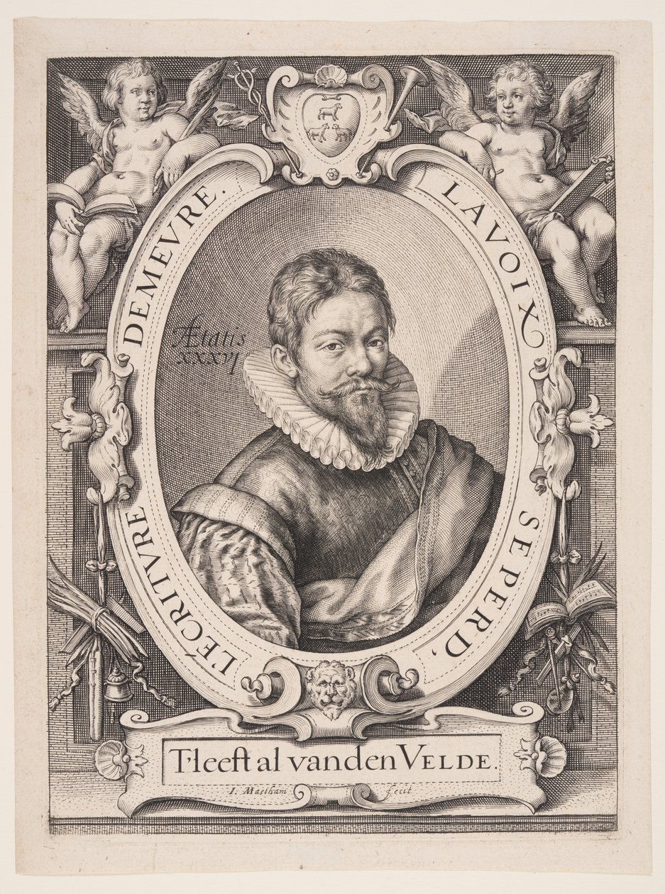 Jan van de Velde den eldre, kalligraf i Haarlem av Jacob Matham