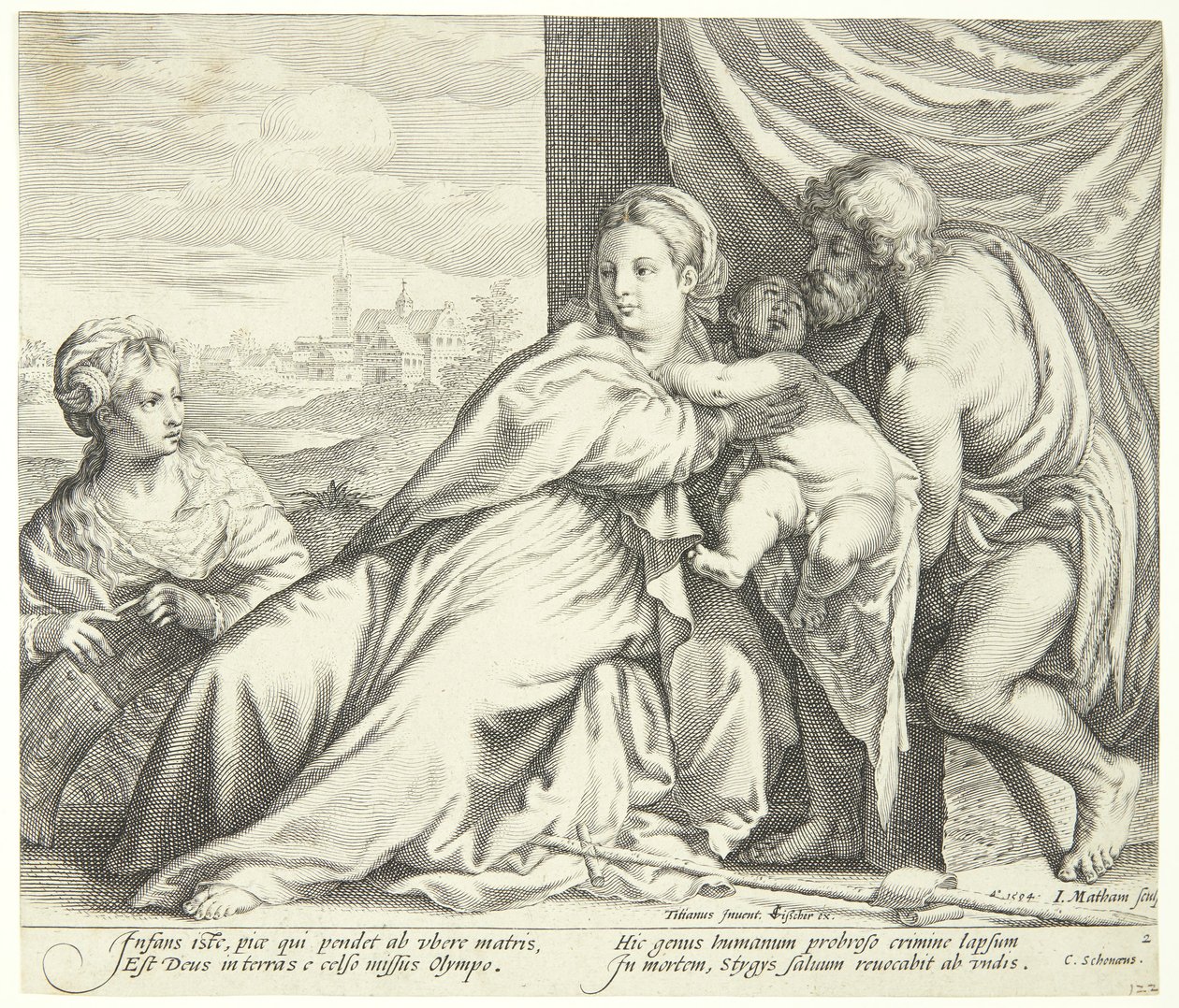 Madonna og barn med St. Johannes døperen og St. Catherine av Jacob Matham