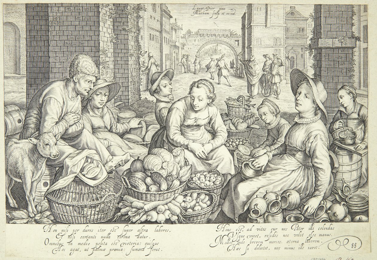 Markedsscene i en by av Jacob Matham