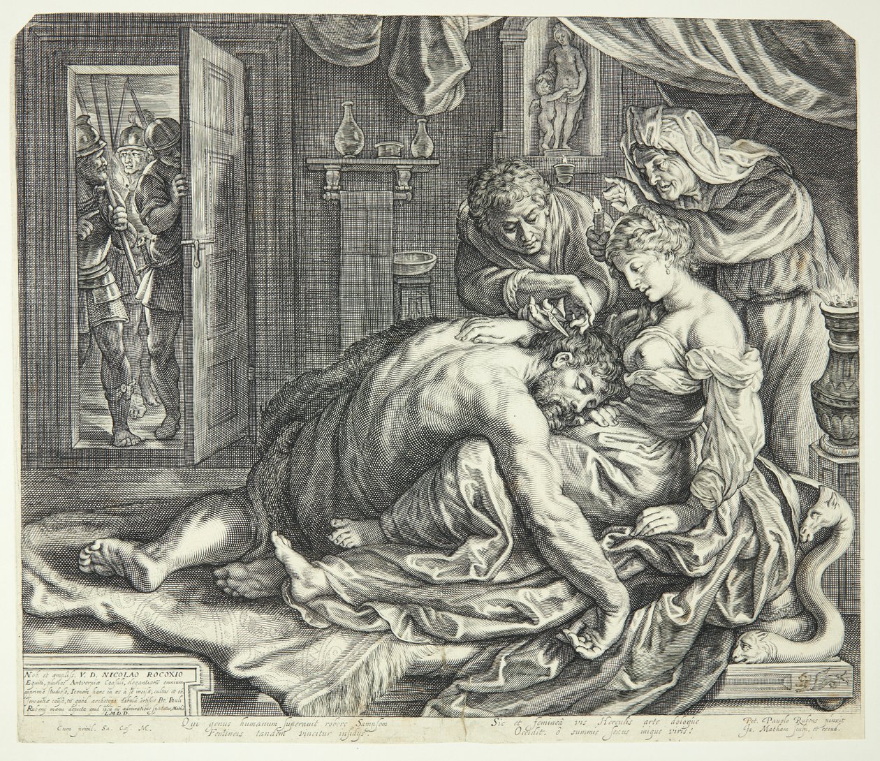 Samson sovende i Dalilas fang av Jacob Matham