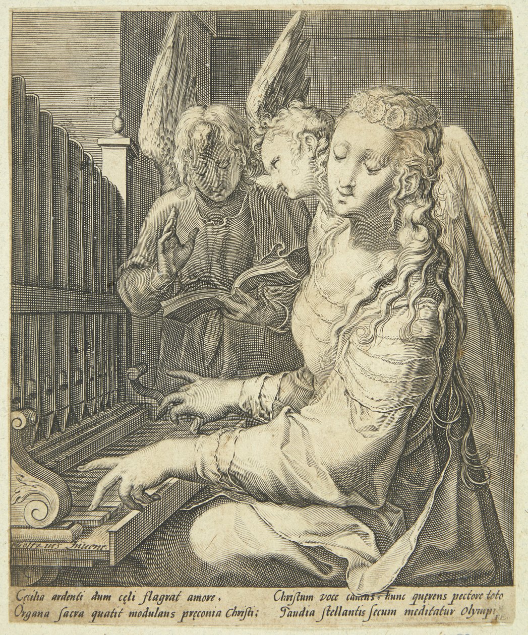 Saint Cecilia spiller orgel av Jacob Matham