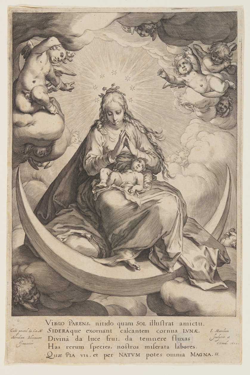 Jomfru Maria og barnet på halvmånen av Jacob Matham