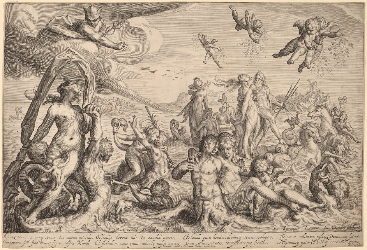 Triumfen til Neptun og Thetis av Jacob Matham, after Bartholomaeus Spranger