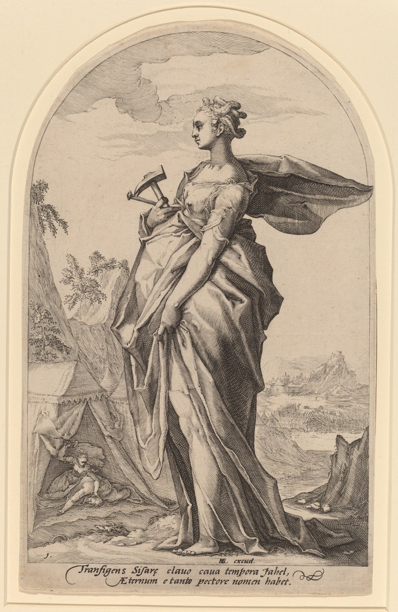 Fengsel og søster av Jacob Matham after Hendrik Goltzius
